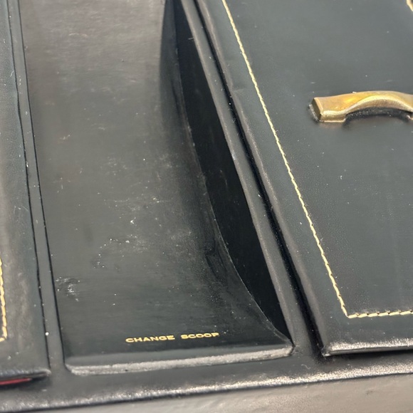 Vintage Men’s Valet Tray Dresser Caddy Black Leather Organizer - Picture 2 of 7